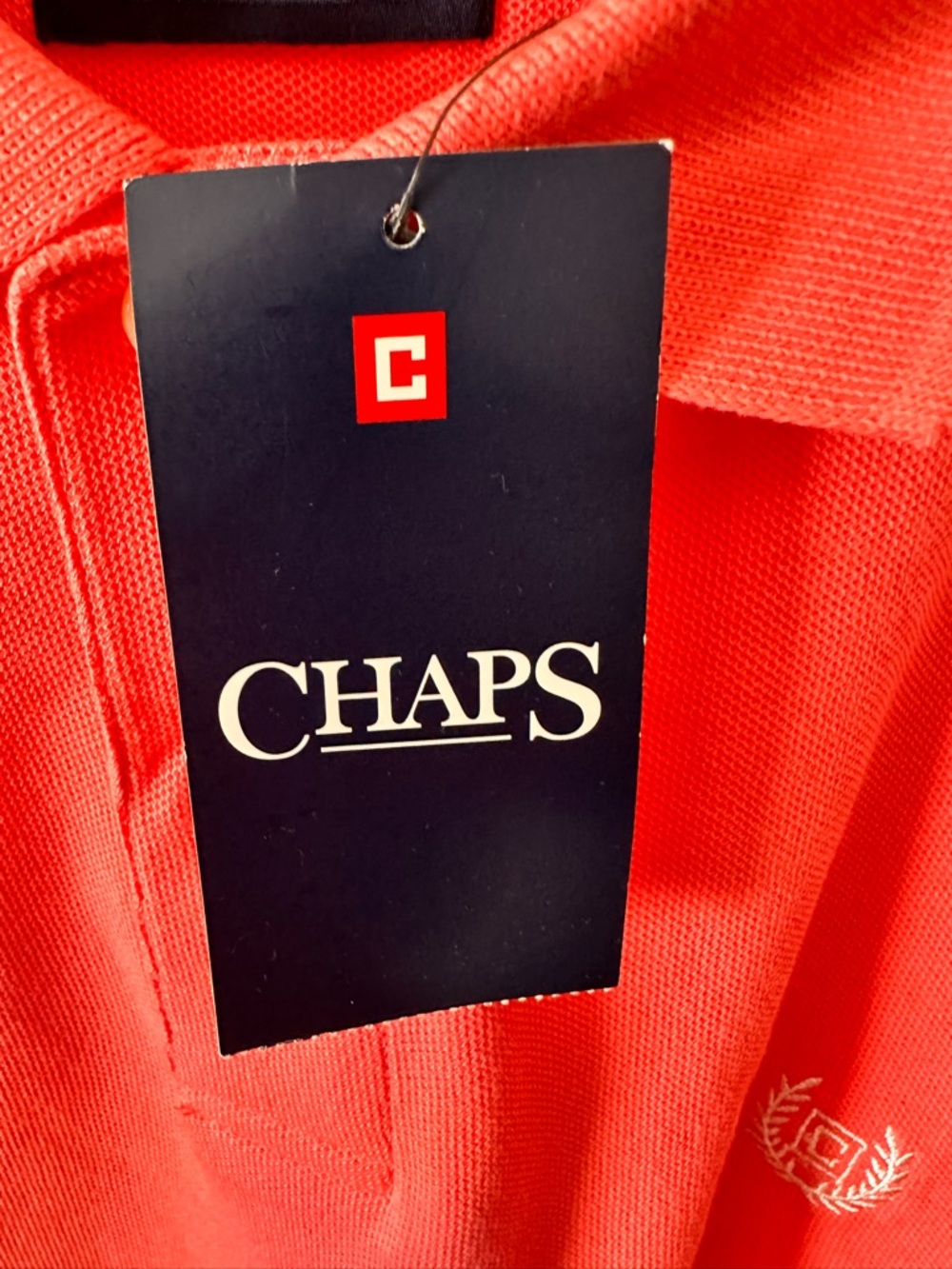 Chaps Men's Coral/Orange Polo Shirt - Picture 4 of 6